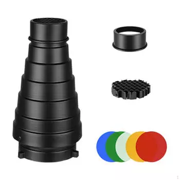 Конический оптический комплект Snoot, аксессуары для сотовой сетки, цветной фильтр для путешествий в помещении, фото и видео Style B