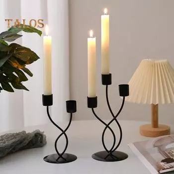 Конический подсвечник, металлический изогнутый подсвечник, центральный элемент стола, конический подсвечник для свадебного праздничного декора A чёрный