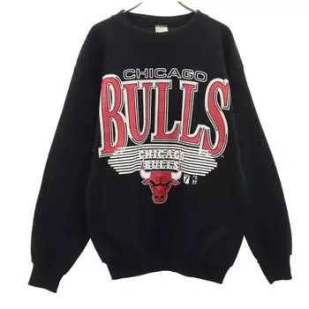 КОНКУРЕНТ 90-х Старый С длинным рукавом НБА Чикаго Буллз Толстовка тренер черный Мужской Б/У