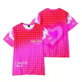 Конкурс песни Евровидение 2025 Футболки женские и мужские с графическим принтом, с круглым вырезом, свободные, с короткими рукавами, модная мужская одежда, уличная одежда XS