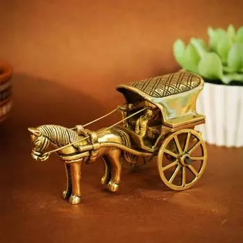 Конная повозка из 100% чистой латуни для домашнего декора | Tanga Showpiece Brass Antique Decor Item