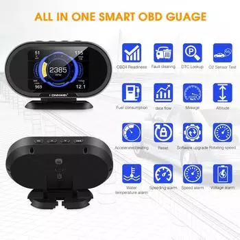 KONNWEI KW206 OBD2 бортовой компьютер автомобильный цифровой компьютер OBD 2 сканер расход топлива датчик температуры воды дисплей