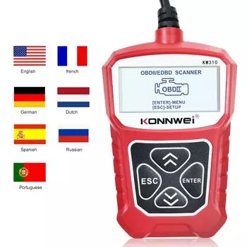 Сканер KONNWEI KW310 OBD2, проверка кода двигателя, считывание кодов неисправностей с помощью многоязычного русского диагностического инструмента для автомобилей красный