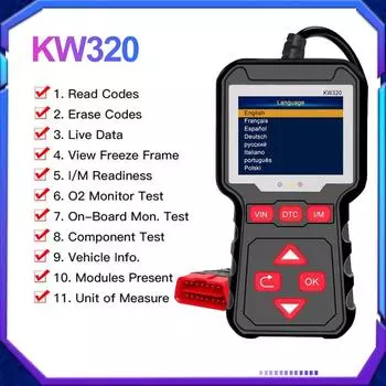 KONNWEI KW320 Obd2 Автомобильный сканер Obd Авто Инструменты Obd 2 Диагностический инструмент Профессиональный автомобильный сканер Автомобильный считыватель кодов для авто kw320 чёрный
