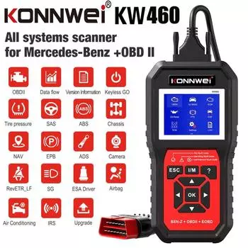 KONNWEI KW460 Obd2 сканер для Mercedes Benz ABS Airbag Oil ABS EPB DPF SRS TPMS Сброс всех систем Авто Диагностический инструмент красный