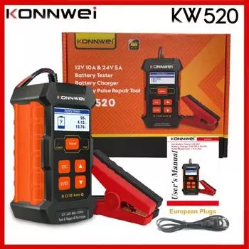 KONNWEI KW520 12 В тестер автомобильного аккумулятора Инструмент для ремонта автомобиля Импульсный ремонт Старт Тест зарядное устройство/KW208/KW206/KW650