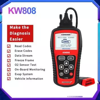 KONNWEI KW808 OBD2 Автомобильный сканер OBD2 Авто Автомобильный диагностический сканер Инструмент для считывания кодов неисправностей двигателя Инструменты для автомобилей