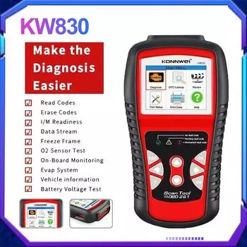 KONNWEI KW830 OBD 2 EOBD сканер инструмент автоматический считыватель кодов Odb2 диагностический инструмент автомобильный сканер инструменты диагностический сканер автомобильные инструменты чёрный