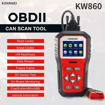 KONNWEI KW860 Professionaly OBD2 Инструменты для диагностики автомобилей Считыватели кодов Автомобильный OBD Инструмент диагностики неисправностей Инструменты автоматического сканирования красный
