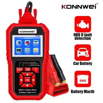 KONNWEI KW880 12 В автомобильный тестер-анализатор аккумулятора, автоматический диагностический инструмент, 3 в 1 автомобильный сканер OBD2, считыватель кодов красный