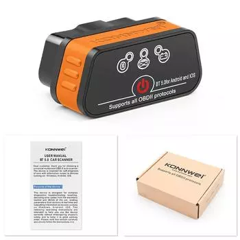 Konnwei KW901 ELM327 V1.5 Bluetooth 5.0 V1 5 OBD2 сканер автомобильные диагностические инструменты OBD 2 считыватель кодов pk Vgate iCar2 оранжевый