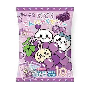 Konnyaku Park Chikawa Grape Konnyaku Jelly в индивидуальной упаковке, тип One Bite Konjac Jelly, 1 пакетик из 10 штук x 12 пакетиков