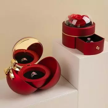 Консервированная цветочная шкатулка для кольца, бархатная подарочная коробка для ювелирных изделий, магнитная застежка, кольцо, ожерелье, кулон, футляр для предложения руки и сердца на День святого Валентина B красный