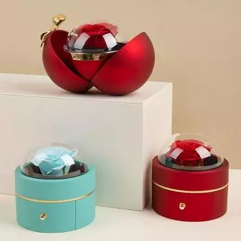 Консервированная цветочная шкатулка для кольца, бархатная подарочная коробка для ювелирных изделий, магнитная застежка, кольцо, ожерелье, кулон, футляр для предложения руки и сердца на День святого Валентина B небесно-голубой