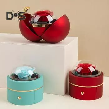 Консервированная цветочная шкатулка для кольца, бархатная подарочная коробка для ювелирных изделий, магнитная застежка, кольцо, ожерелье, кулон, футляр для предложения руки и сердца на День святого Валентина B небесно-голубой
