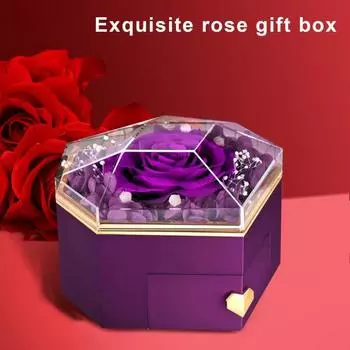 Консервированная шкатулка для колец с розами, шкатулка для украшений в форме сердца, консервированная шкатулка для ожерелий с цветами и скрытым ящиком, подарок на ее день рождения, годовщину, день святого Валентина красный