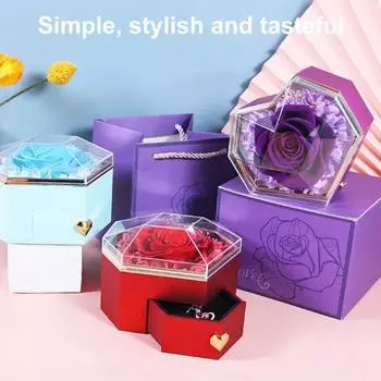 Консервированная шкатулка для колец с розами, шкатулка для украшений в форме сердца, консервированная шкатулка для ожерелий с цветами и скрытым ящиком, подарок на ее день рождения, годовщину, день святого Валентина белый
