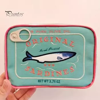 Консервированные сардины косметичка большой емкости застежка-молния изысканные узоры вышивки портативная дорожная косметичка органайзер для косметики розовый