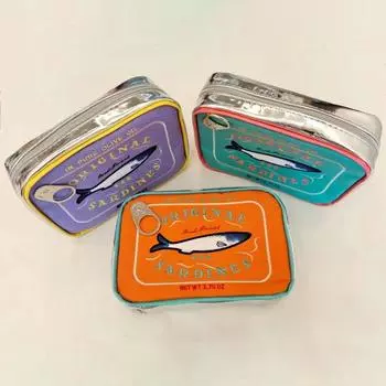 Консервированные сардины косметичка большой емкости застежка-молния изысканные узоры вышивки портативная дорожная косметичка органайзер для косметики жёлтый