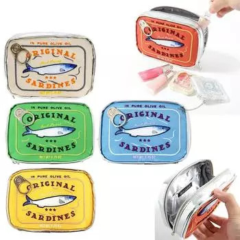 Консервированные сардины женская дорожная косметичка милая косметичка креативная портативная модная застежка-молния многофункциональная для выходных жёлтый