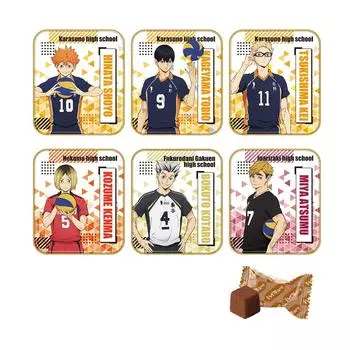 Консервированные вкладки с персонажами в виде сердечек, 18 штук. Конфеты Haikyuu! ! игрушки/Полушоколад