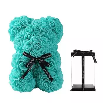 Консервированный цветок Медведь-роза на День святого Валентина Подарок на День матери Медведь-цветок из пенопласта One Size