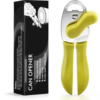 Консервный нож 4-в-1 Консервный нож Ручной сверхпрочный консервный нож из нержавеющей стали с многофункциональным открывателем для бутылок чёрный