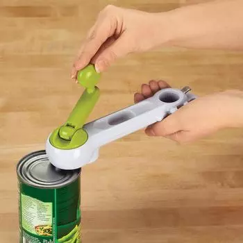Консервный нож, многофункциональный 6 в 1 открывалка для банок и бутылок кухонный инструмент, легко подвешиваемый легкий многофункциональный открывалка для бутылок для кухни One Size зелёный