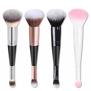 Консилер для тонального крема Два в одном Кисть для макияжа с двойной головкой Кисть для макияжа с двойной головкой, используемая новичками для смешивания жидкой пудры серебряный