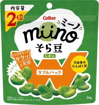 Конские бобы Calbee miino, двойная упаковка, со вкусом соли, 56 г x 12 пакетиков [miino]