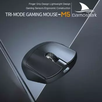 Конструкция с захватом для пальцев Легкая конструкция Игровые сенсоры Эргономичная конструкция ТРЕХРЕЖИМНАЯ ИГРОВАЯ МЫШЬ-M5 DARMOSHARK чёрный