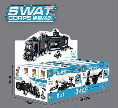 Конструктор Маленькие Детали Самолет 8 в 1 Команда Спецназа Игрушка для Шестилетнего Мальчика 37.7*19*13cm