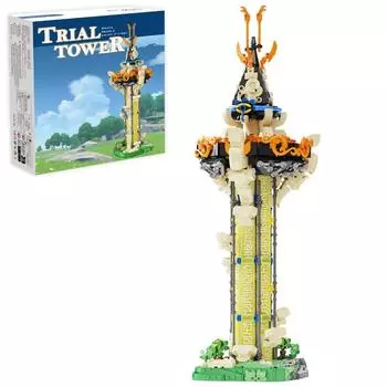 Конструктор Tower of Trials со световой гирляндой Zelda Block Model Series Home Decor and Office Art Boys