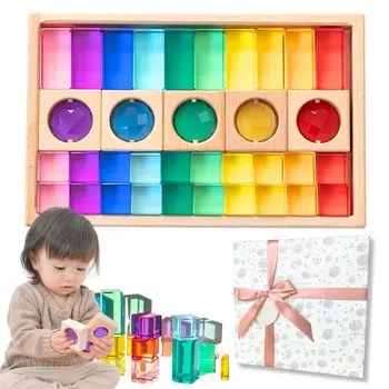Конструкторы Jewel Building Blocks упакованы и идеально подходят в качестве подарка, а детям понравится конструировать. Акриловые конструкторы, развивающие цветные прозрачные, Монтессори, 1 год 2 года