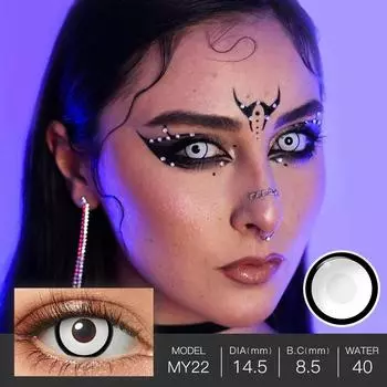 Контактные линзы для Хэллоуина, черные контактные линзы для косплея Мэнсона, контактные линзы для глаз, 1 пара сумасшедших линз для аксессуаров в стиле аниме холодный белый