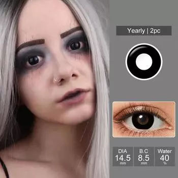Контактные линзы для Хэллоуина, черные контактные линзы для косплея Мэнсона, контактные линзы для глаз, 1 пара сумасшедших линз для аксессуаров в стиле аниме чёрный