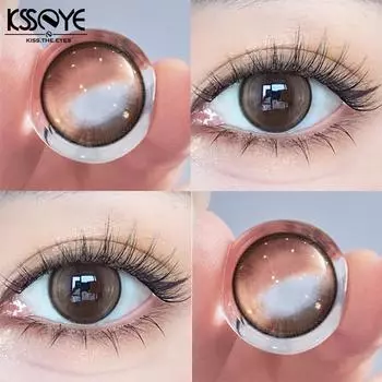 Контактные линзы KSSEYE 14,5 мм Big Beauty черные/коричневые кукольные глаза 2 шт./1 пара натуральных однолетних студенческих женских универсальных контактных линз с классом 0.00 чёрный