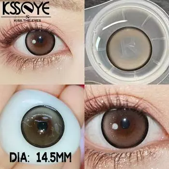 Контактные цветные линзы MillCreek Big Eyes 14.5MM для близорукости, годовое использование, градуированные контактные линзы 0.00 коричневый