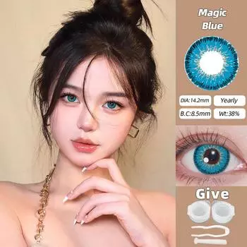 Контактные линзы Magister Neon Flame, косплей, большие глаза 14,2-14,5 мм, мягкие линзы с бесплатным набором футляров, косметические цвета, синие мягкие линзы для вечеринки, ежегодное использование