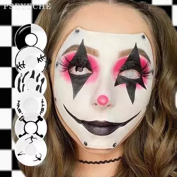 Цветные контактные линзы, 2 шт чёрный/белый