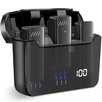 Контактный микрофон Функция беспроводного отображения оставшегося заряда аккумулятора может использоваться двумя людьми одновременно Разъем Lightning Контактный микрофон для iPhone