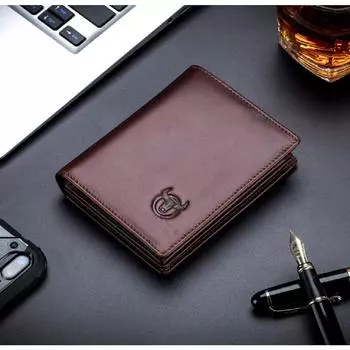 Контакты Мужской кошелек из натуральной кожи | Кошелек с блокировкой RFID для мужчин |