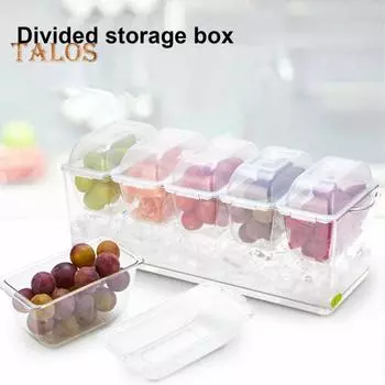 Контейнер Crisper Box с 5 отделениями, охлаждаемый льдом, органайзер для фруктовых салатных заправок, поднос для сервировки с гарниром без содержания бисфенола А A