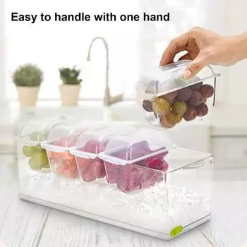 Контейнер Crisper Box с 5 отделениями, охлаждаемый льдом, органайзер для фруктовых салатных заправок, поднос для сервировки с гарниром без содержания бисфенола А