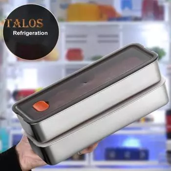 Контейнер для бекона для холодильника. Герметичные контейнеры для хранения бекона из нержавеющей стали с крышками. Можно мыть в посудомоечной машине. Коробка для овощей и фруктов. Экономия места. чёрный