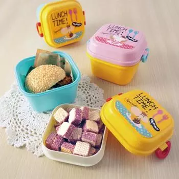 контейнер для бенто коробки для завтрака 720МЛ двойных слоев мультяшный пластиковый износоустойчивый розовый