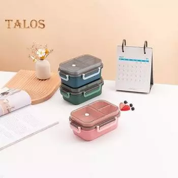 Контейнер для бенто, отделение для хранения в микроволновой печи, удобная коробка для еды для студентов с посудой, канцелярские товары зелёный