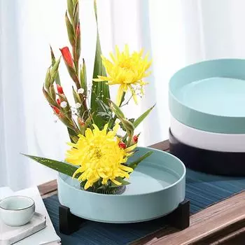 Контейнер для цветочной композиции в стиле дзен в китайском стиле в японском стиле, поднос для цветочной композиции в стиле кэндзан, пластиковая чаша, ваза, чайный столик, настольный компьютер