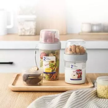 Контейнер для еды, двухслойный, многофункциональный, прозрачный, портативный, контейнер для йогурта, хлопьев, портативный для ребенка S чистый