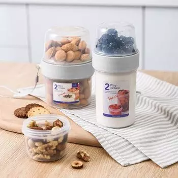 Контейнер для еды, двухслойный, многофункциональный, прозрачный, портативный, контейнер для йогурта, хлопьев, портативный для ребенка S прозрачный